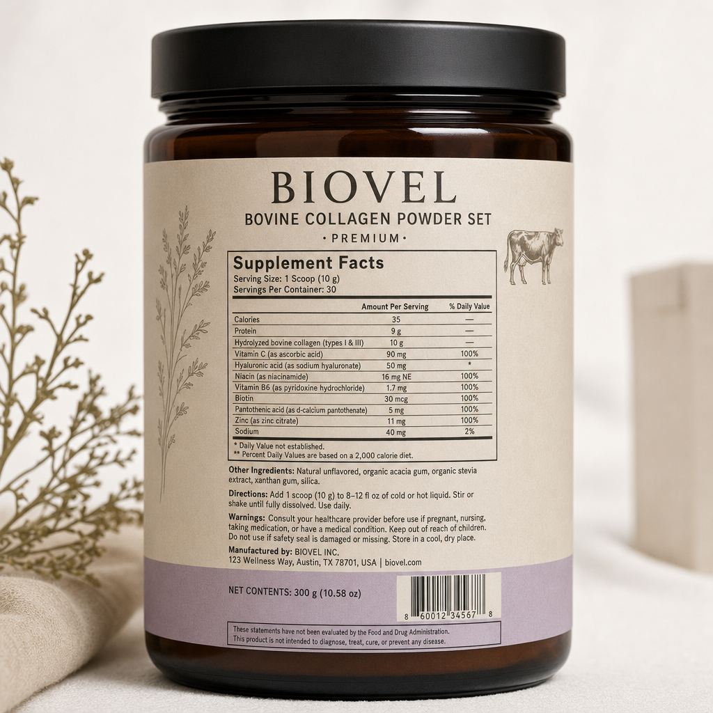 Bovine Collagen Powder Set - Label detail view