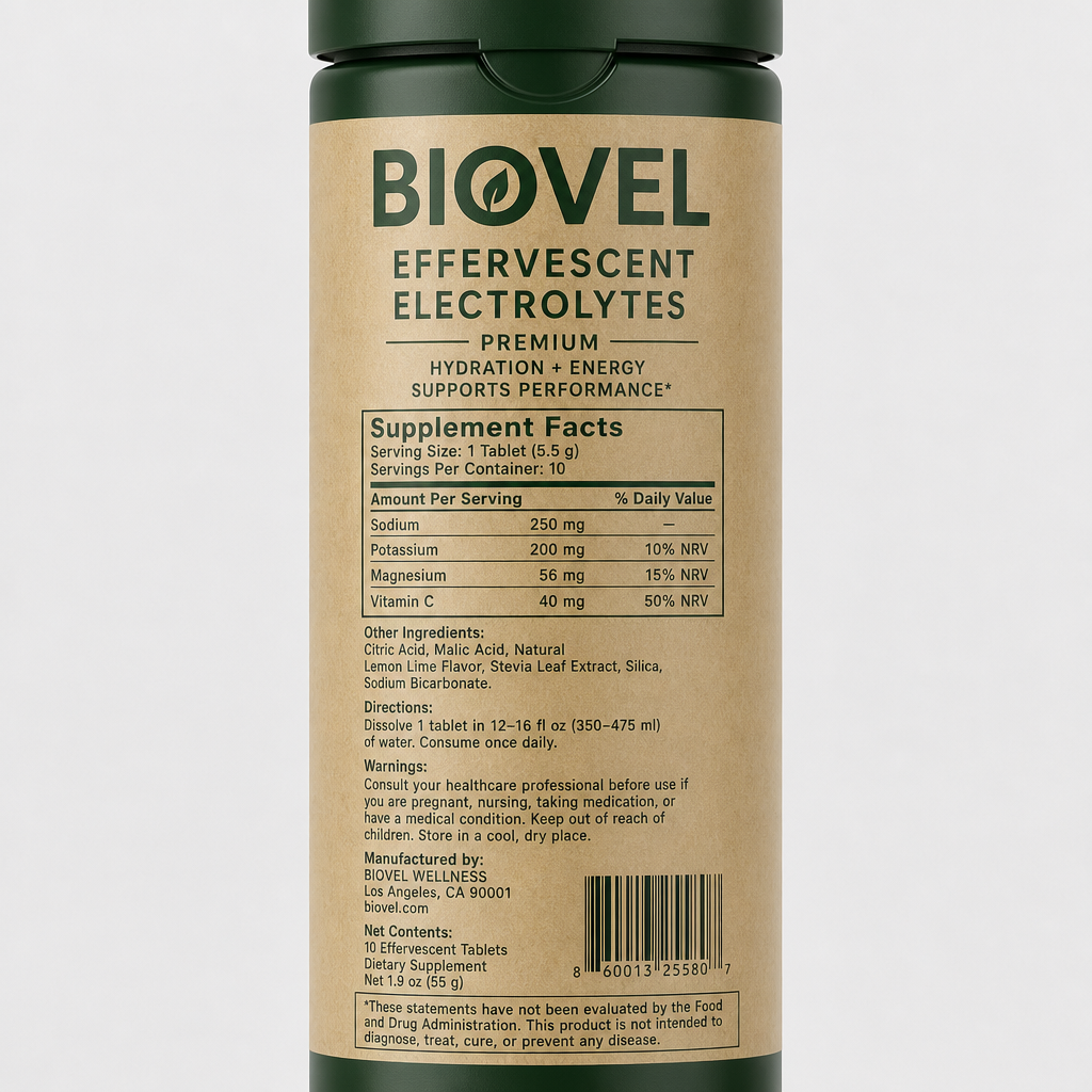 Effervescent Electrolytes - Label detail view
