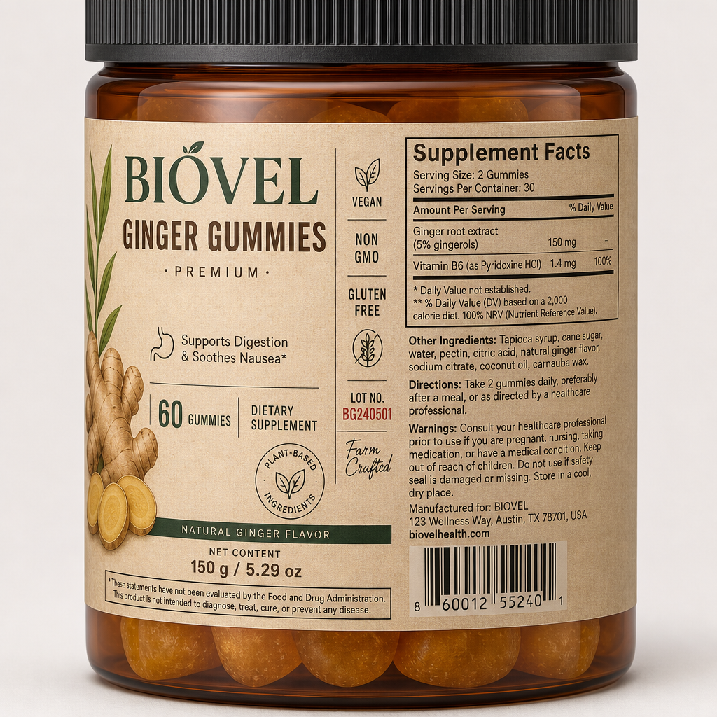 Ginger Gummies - Label detail view
