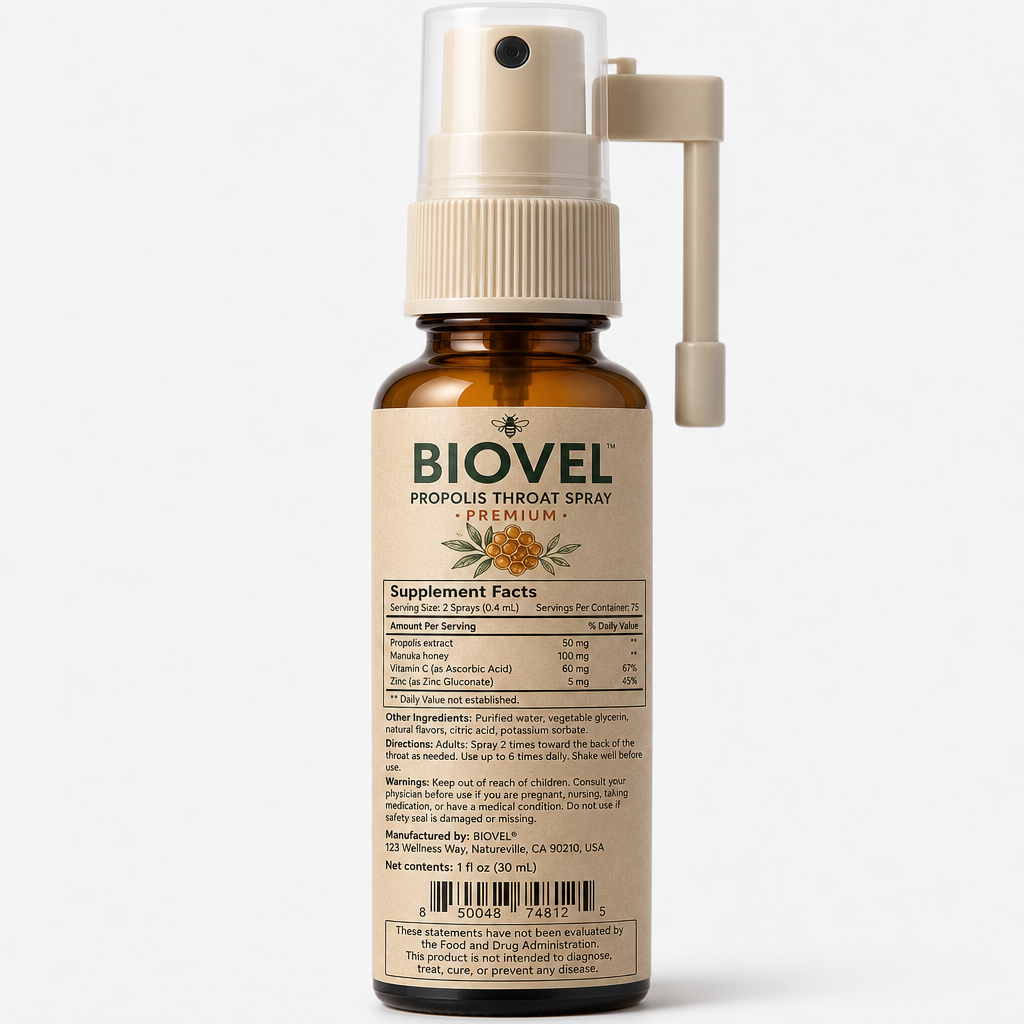 Propolis Throat Spray - Label detail view