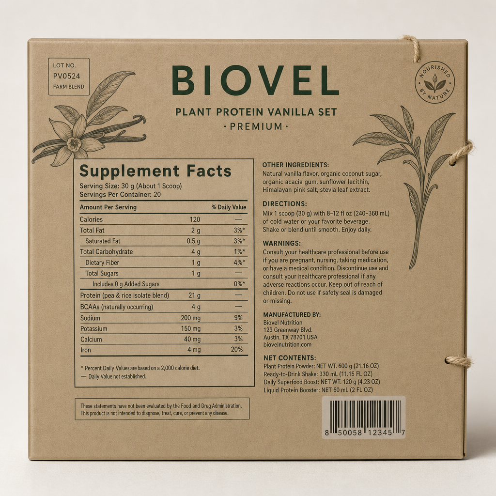 Plant Protein Vanilla Set - Label detail view